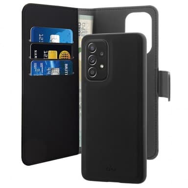 Puro Samsung Galaxy A73 Kotelo 2 in 1 Wallet Case Musta