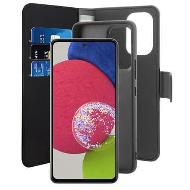 Puro Samsung Galaxy A73 Kotelo 2 in 1 Wallet Case Musta