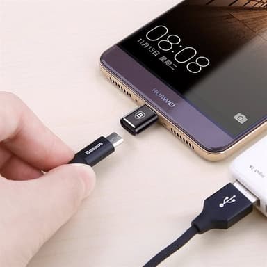Baseus OTG USB-sovitin microUSB - USB-C Musta