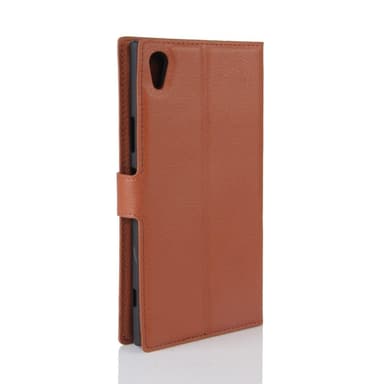 Litchi Skin Lompakkokotelo Sony Xperia XA1 Ultra - Ruskea