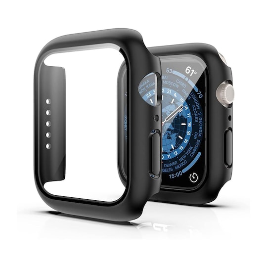Apple Watch 7 kotelo 41 mm näytönsuojalla karkaistua lasia Musta