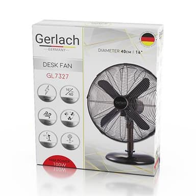 Gerlach Velocity Fan GL 7327 Pöytätuuletin, nopeusmäärä 3, 100 W, värähtely, halkaisija 40 cm, kromi