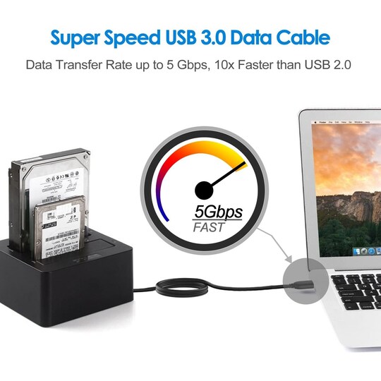 NÖRDIC-kaapeli 50 cm USB3.1 A uros-uros 5Gbps Super Speed ​​​​USB3.0