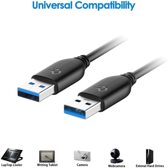 NÖRDIC-kaapeli 3m USB3.1 A uros-uros 5Gbps Super Speed ​​​​USB3.0