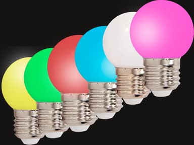 6 kpl. värjättyä LED lamppua