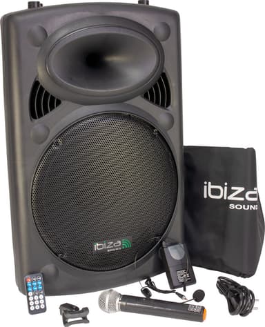 Ibiza Kannettava kaiutin 15"" bassolla (musta, 800 wattia)