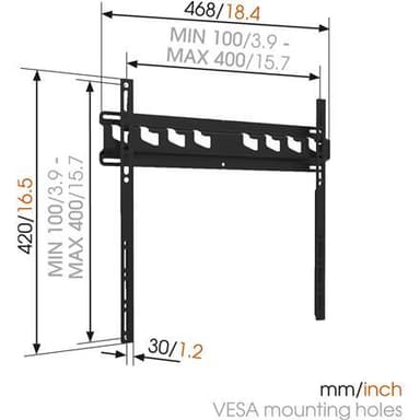 Vogels Seinäteline, MA3000-A, Kiinteä, 32-55", Maksimipaino (kapasiteetti) 60 kg, VESA 100-400 mm, Musta