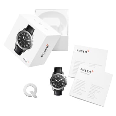Fossil Q Hybrid älykello (miesten/mustaa nahkaa)