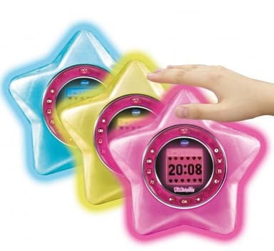 KidiMagic StarLight herätyskello tunnelmavalolla 22 cm pinkki