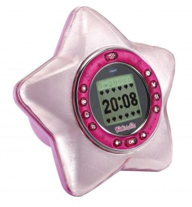KidiMagic StarLight herätyskello tunnelmavalolla 22 cm pinkki