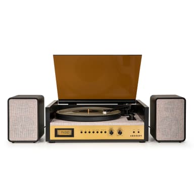 Crosley Coda levysoitin kaiuttimilla (musta)