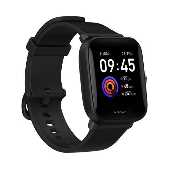 Amazfit Bip U Smart kello, GPS (satelliitti), heijastava värinäyttö, kosketusnäyttö, sykemittari, vedenpitävä, Bluetooth, polykarbonaatti, onyx musta