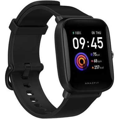 Amazfit Bip U Smart kello, GPS (satelliitti), heijastava värinäyttö, kosketusnäyttö, sykemittari, vedenpitävä, Bluetooth, polykarbonaatti, onyx musta