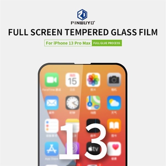 Näytönsuoja 9H ja 2.5D karkaistua lasia iPhone 13 Pro Max - Musta