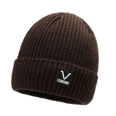 Vuorattu Beanie-pipo- Ruskea