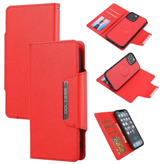 SKALO iPhone 13 Pro DOLIZMA 2 in 1 magneettinen lompakkokotelo - Punainen