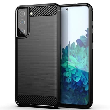 SKALO Samsung S21 FE Armor Carbon Iskunkestävä TPU suojakuori - Musta
