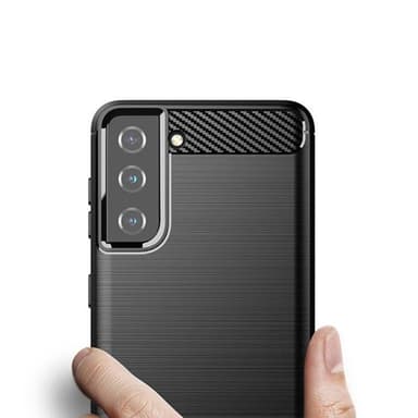 SKALO Samsung S21 FE Armor Carbon Iskunkestävä TPU suojakuori - Musta