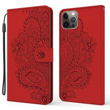 SKALO iPhone 13 Pro Max Mandala lompakkokotelo - Punainen