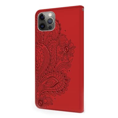 SKALO iPhone 13 Pro Max Mandala lompakkokotelo - Punainen