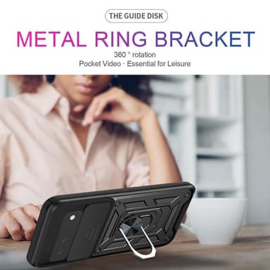SKALO Google Pixel 6 Armor hybridi metallirengas kameran liukusäädin - - Musta