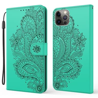 SKALO iPhone 13 Pro Max Mandala lompakkokotelo - Turkoosi