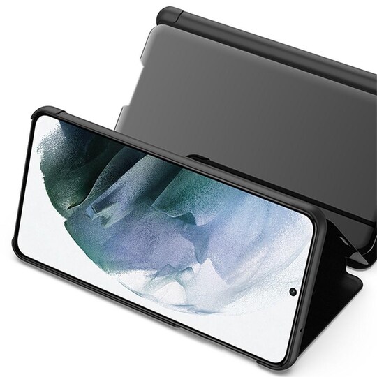 SKALO Samsung S21 FE Clear View Mirror Lompakko - Sininen
