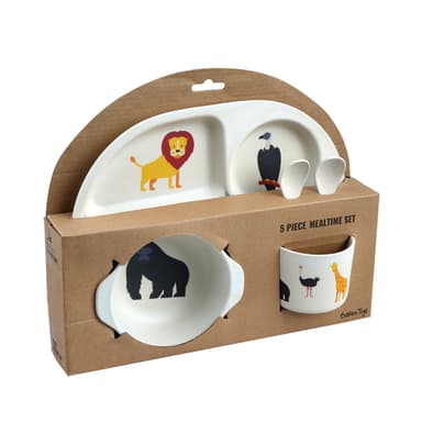Safari Animals - 100% Melamine 5 pcs package (4 room plate, bowl, tumbler, 2 spoons)