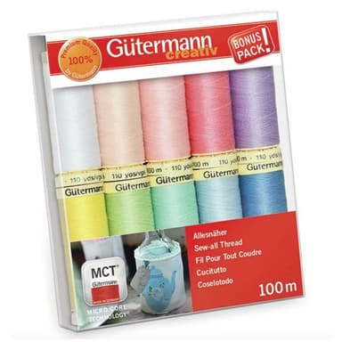 Gutermann Ompelulankasetti 10-pakkaus 100m Pastelli Polyesteri