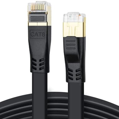 Ethernet Cat 8 litteä verkkokaapeli 3 metriä Musta