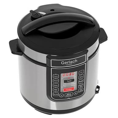 Gerlach -monitoiminen sähköinen painekeitin GL 6412 Ruostumaton Teräs/Musta, 6 L, Ohjelmien määrä 14, Kansi mukana