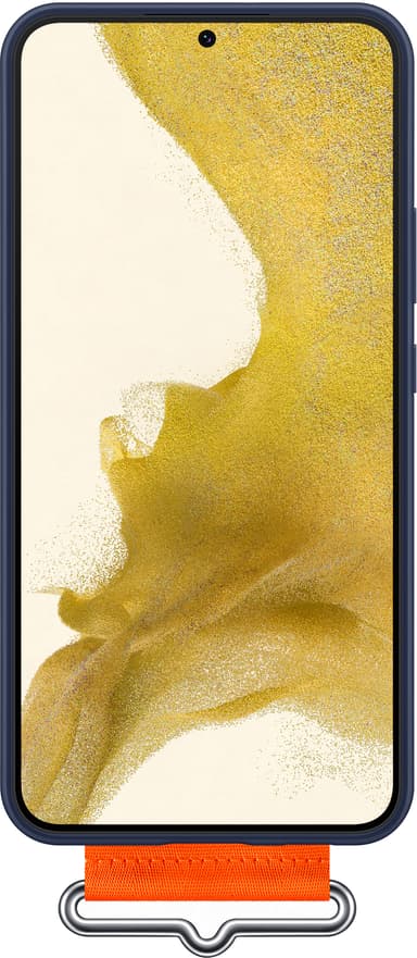 Samsung S22 Plus silikoninen suojakuori + hihna (tummansininen)
