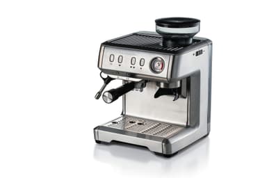 Metallinen espressokeitin, jossa jauhin