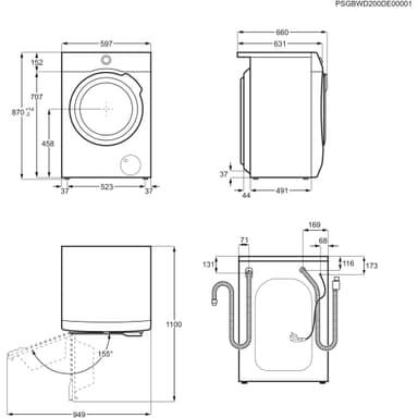 Electrolux Kuivaava pesukone EW9W7449S9 (Valkoinen)