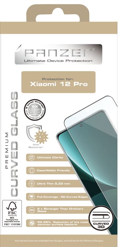 Panzer Curved Xiaomi 12 Pro näytönsuoja