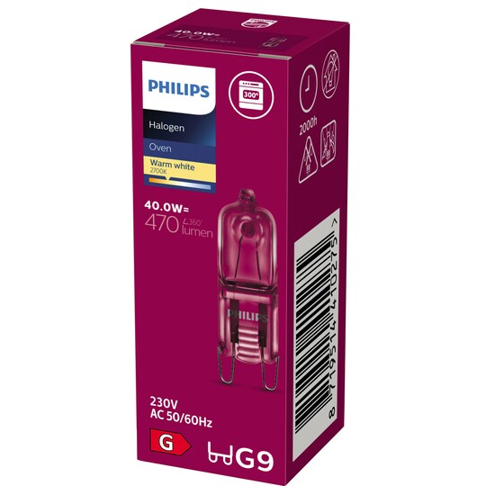 Philips halogeenikapselilamppu uuniin 40W G9 871951441027500