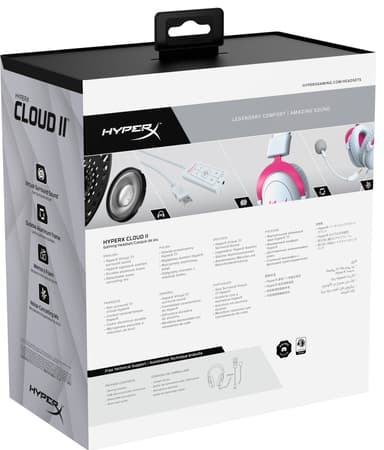 HyperX Cloud II pelikuulokkeet (valkoinen/pinkki)