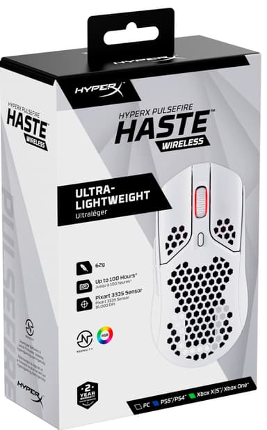 HyperX Pulsefire Haste Wireless pelihiiri (valkoinen)