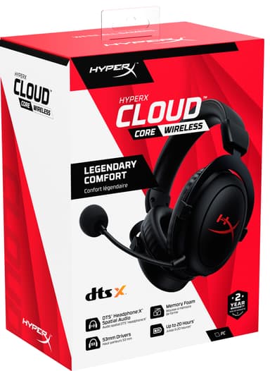 HyperX Cloud Core langattomat pelikuulokkeet (musta)