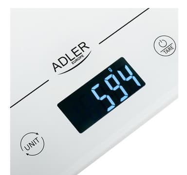 Adler Keittiövaa'at AD 3170 Enimmäispaino (kapasiteetti) 15 kg, asteikko 1 g, Näytön tyyppi LCD, valkoinen