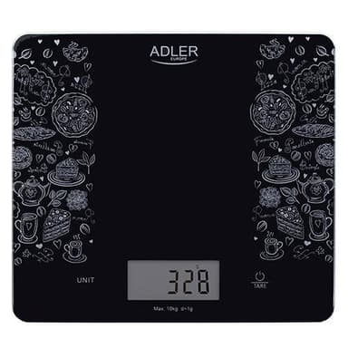 Adler Keittiövaa'at AD 3171 Enimmäispaino (kapasiteetti) 10 kg, asteikko 1 g, Näytön tyyppi LCD, musta