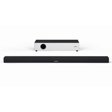Sharp HT-SBW160 2.1 Ultra Slim Soundbar litteällä langattomalla subwooferilla televisiolle yli 40", HDMI ARC/CEC, Aux-in, optinen, Bluetooth, 90 cm, pöytä