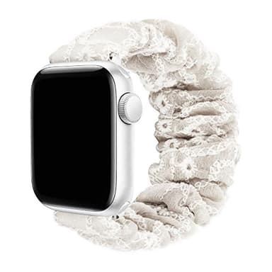 Scrunchie elastinen rannekoru Apple Watch 7 (45mm) - Beige