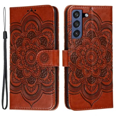 SKALO Samsung S21 FE Mandala lompakkokotelo - Ruskea