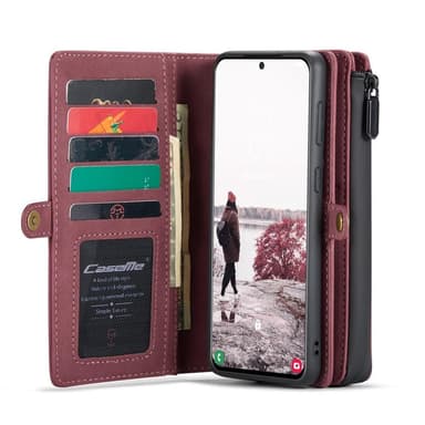 CaseMe Samsung S21 FE CaseMe Big Wallet 2in1 Magnet Lompakkokotelo - Punainen