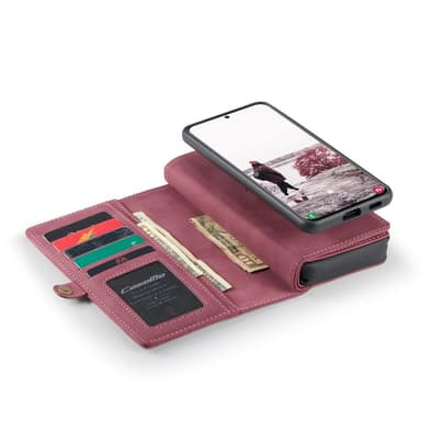CaseMe Samsung S21 FE CaseMe Big Wallet 2in1 Magnet Lompakkokotelo - Punainen