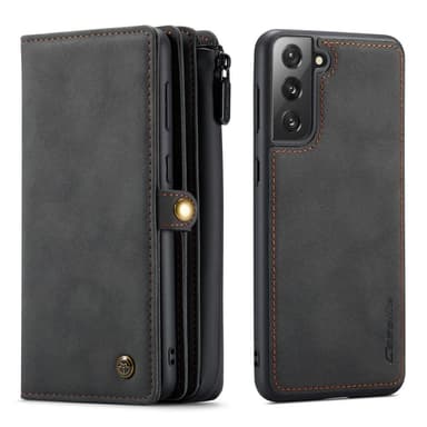CaseMe Samsung S21 FE CaseMe Big Wallet 2in1 Magnet Lompakkokotelo - Musta