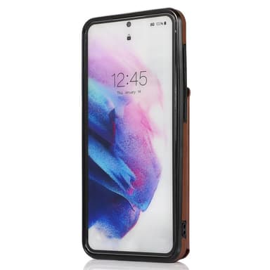 SKALO Samsung S21 FE PU-nahkainen Suojakuori Lompakolla - Ruskea