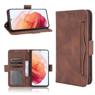 SKALO Samsung S21 FE 6-lokeroa Lompakkokotelo - Ruskea