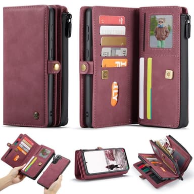 CaseMe Samsung S21 FE CaseMe Big Wallet 2in1 Magnet Lompakkokotelo - Punainen